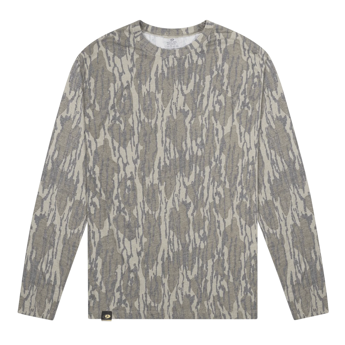 Adults' Blank Mossy Oak Bottomland Washed Out Long-Sleeve Tee Long Sleeve T-Shirt Mossy Oak Original Bottomland Adult Small Pocket
