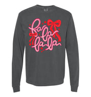 Adults' FA LA LA Long-Sleeve Tee Long Sleeve T-Shirt Comfort Colors Pepper Adult Small Pocket