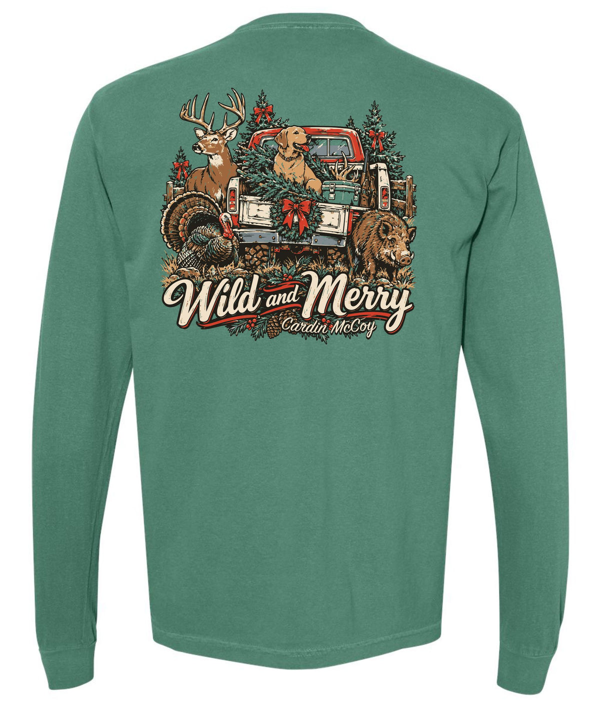 Adults' Wild and Merry Long-Sleeve Tee Long Sleeve T-Shirt Comfort Colors Light Green Adult Small Pocket