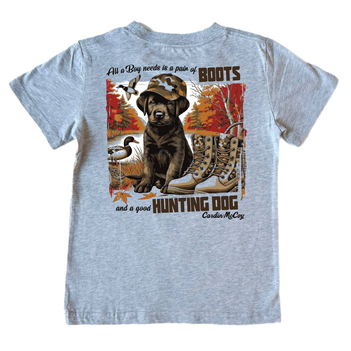 Boys' A Good Hunting Dog Short-Sleeve Tee Short Sleeve T-Shirt Cardin McCoy Heather Gray XXS (2/3) Pocket