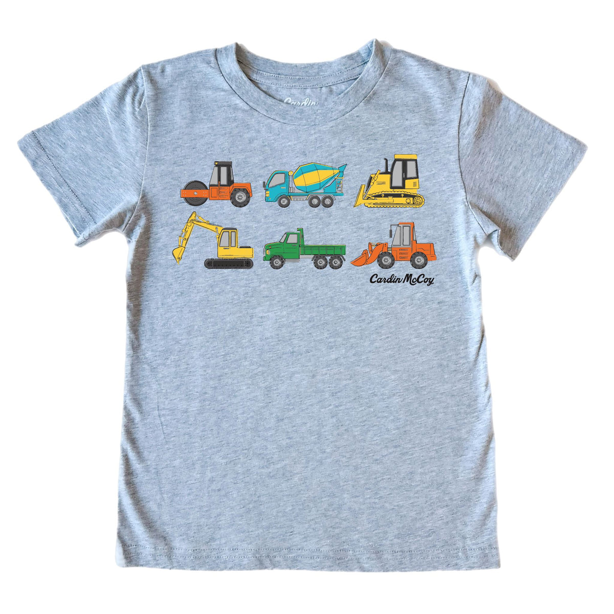 Boys' Colorful Construction Front Short-Sleeve Tee Short Sleeve T-Shirt Cardin McCoy Heather Gray XXS (2/3) No Pocket