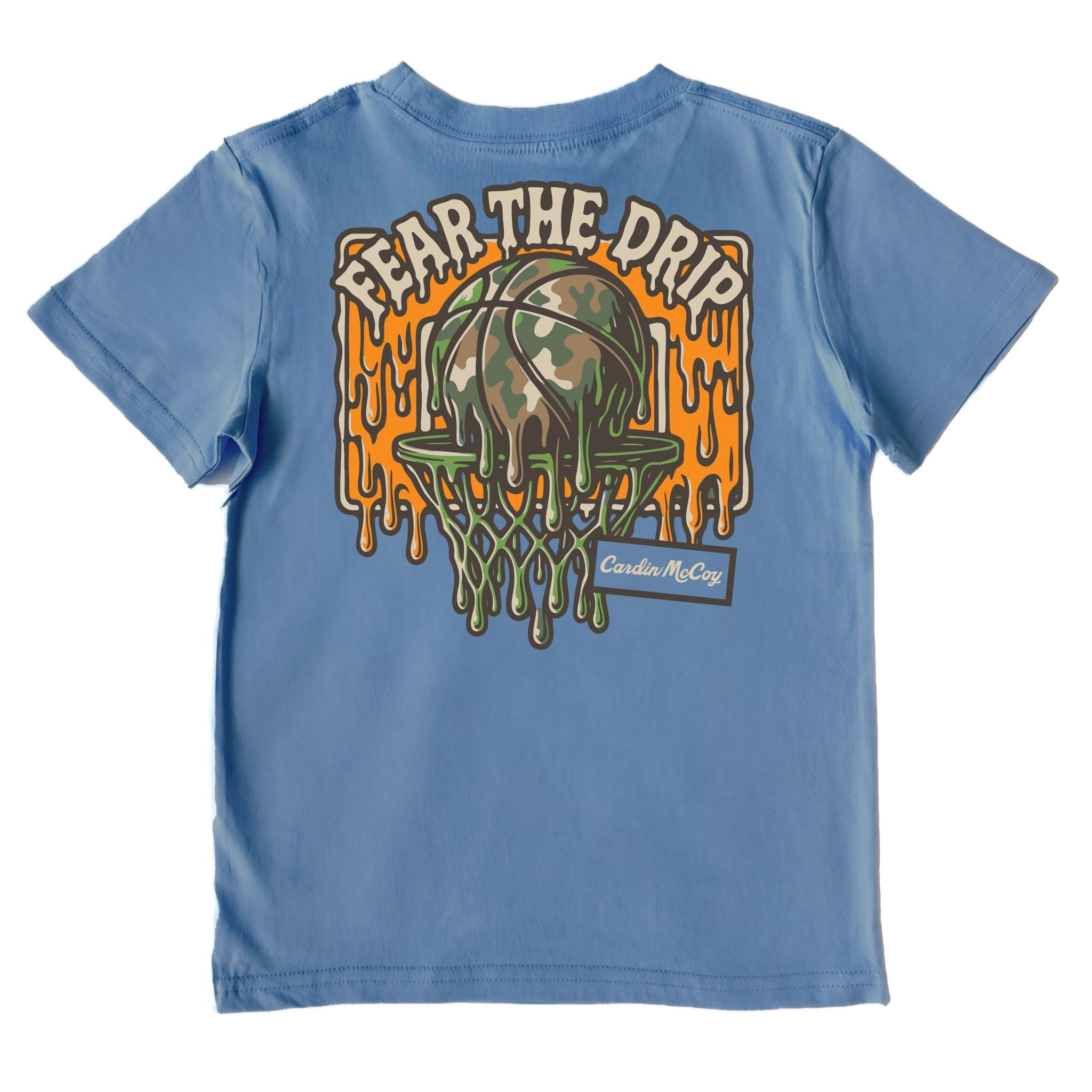 Boys' Fear the Drip Basketball Performance Short-Sleeve Tee Short Sleeve T-Shirt Cardin McCoy Captain Blue XXS (2/3) No Pocket