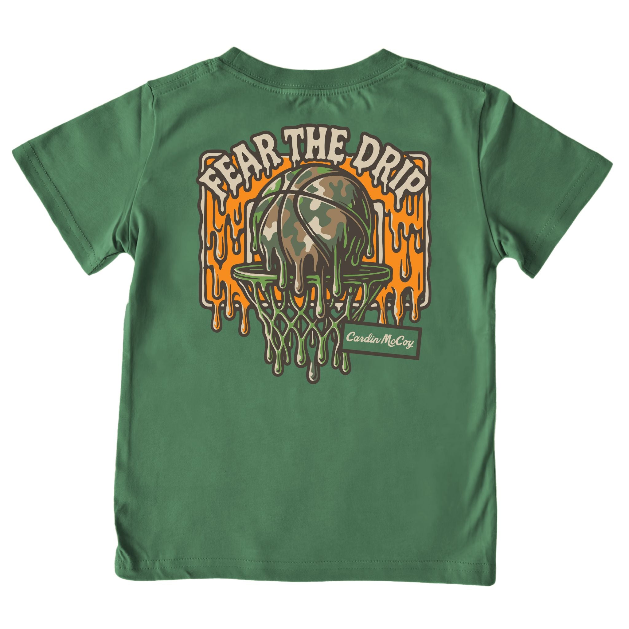 Boys' Fear the Drip Basketball Short-Sleeve Tee Short Sleeve T-Shirt Cardin McCoy Dark Olive XXS (2/3) Pocket