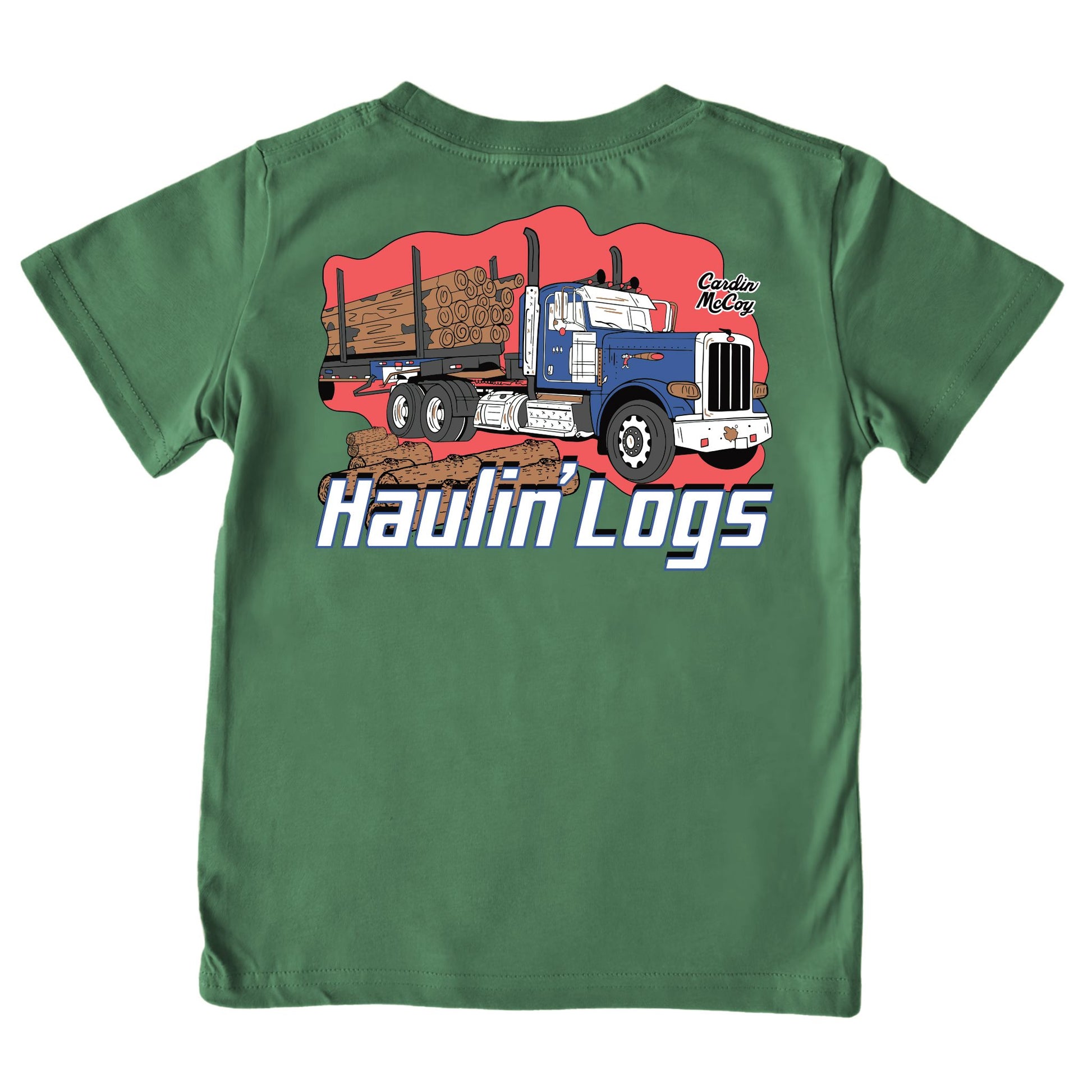 Boys' Haulin' Logs Short-Sleeve Tee Short Sleeve T-Shirt Cardin McCoy Dark Olive XXS (2/3) Pocket