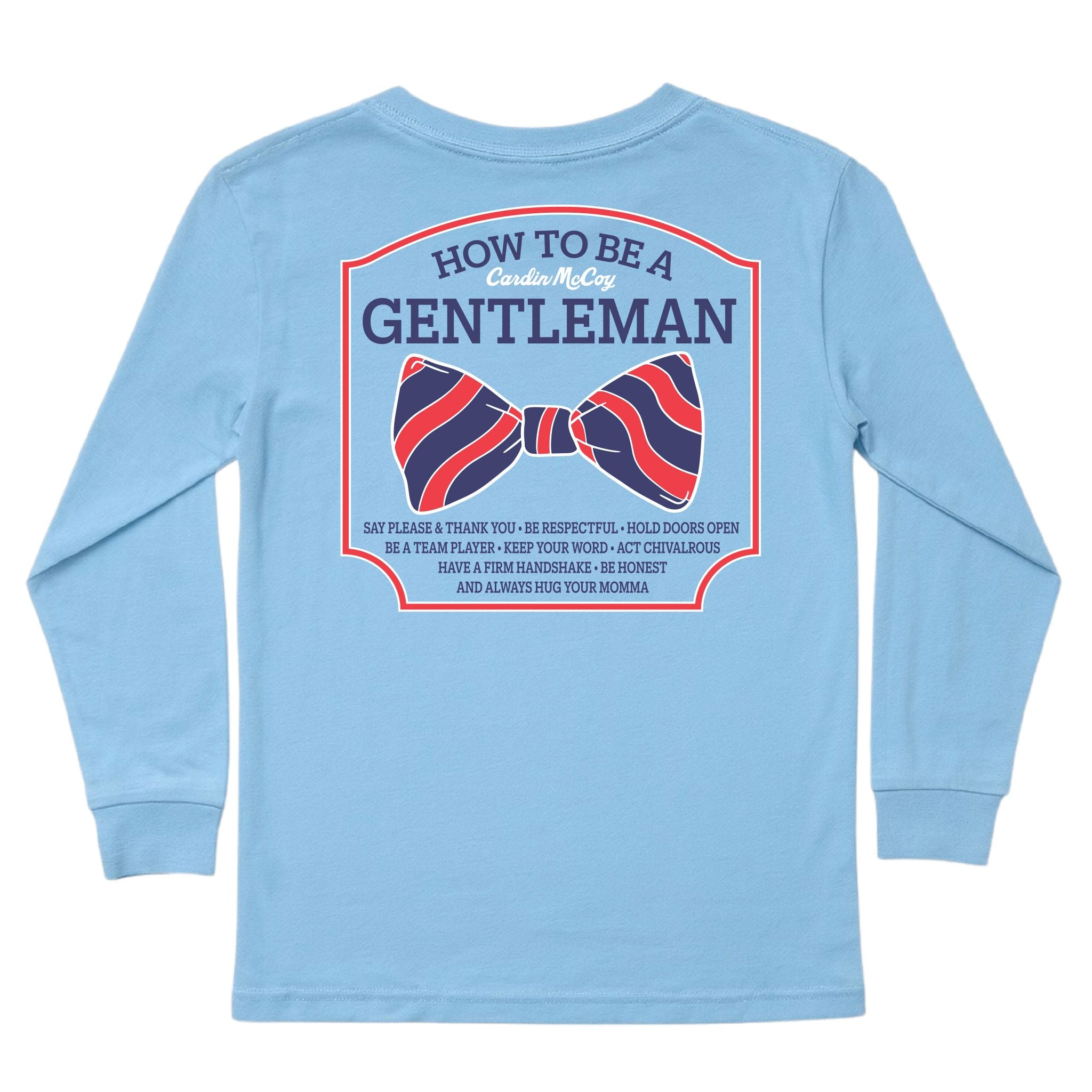 Boys' How To Be A Gentleman Long-Sleeve Tee Long Sleeve T-Shirt Cardin McCoy Light Blue XXS (2/3) Pocket
