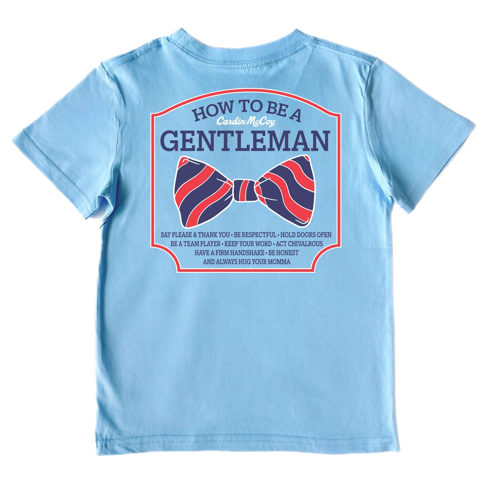 Boys' How To Be A Gentleman Short-Sleeve Tee Short Sleeve T-Shirt Cardin McCoy Light Blue XXS (2/3) No Pocket