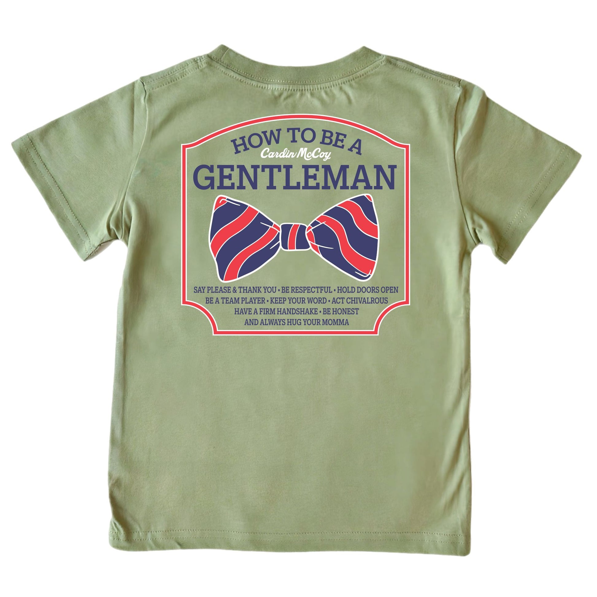 Boys' How To Be A Gentleman Short-Sleeve Tee Short Sleeve T-Shirt Cardin McCoy Light Olive XXS (2/3) No Pocket