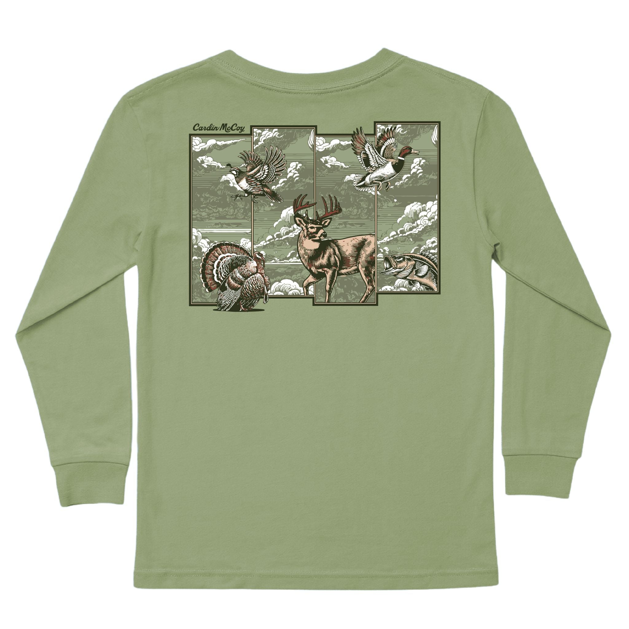 Boys' Hunting Grid Long-Sleeve Tee Long Sleeve T-Shirt Cardin McCoy Light Olive XXS (2/3) Pocket