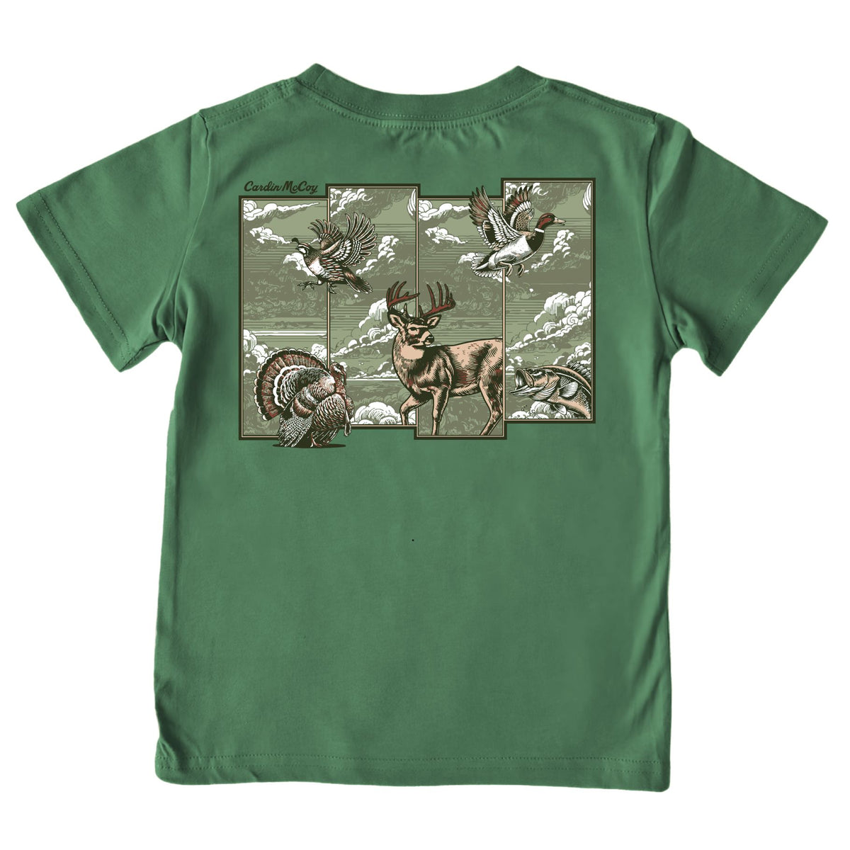 Boys' Hunting Grid Short-Sleeve Tee Short Sleeve T-Shirt Cardin McCoy Dark Olive XXS (2/3) Pocket