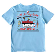 Boys' Just A Boy Who Loves Fishing Short-Sleeve Tee Short Sleeve T-Shirt Cardin McCoy Light Blue XXS (2/3) No Pocket