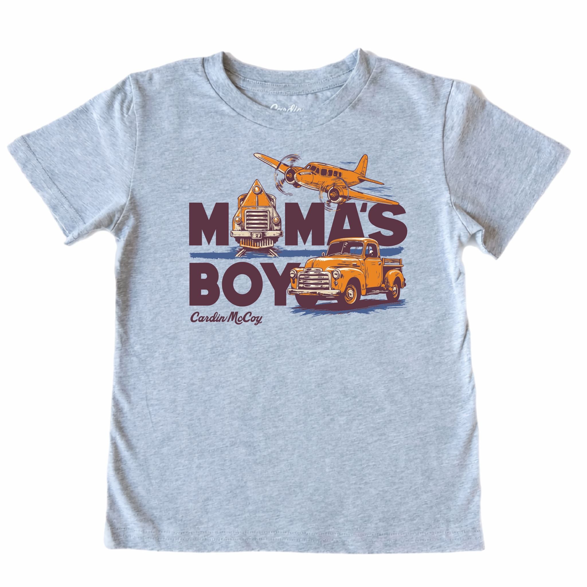 Boys' Mama's Boy Front Short-Sleeve Tee Short Sleeve T-Shirt Cardin McCoy Heather Gray XXS (2/3) Front