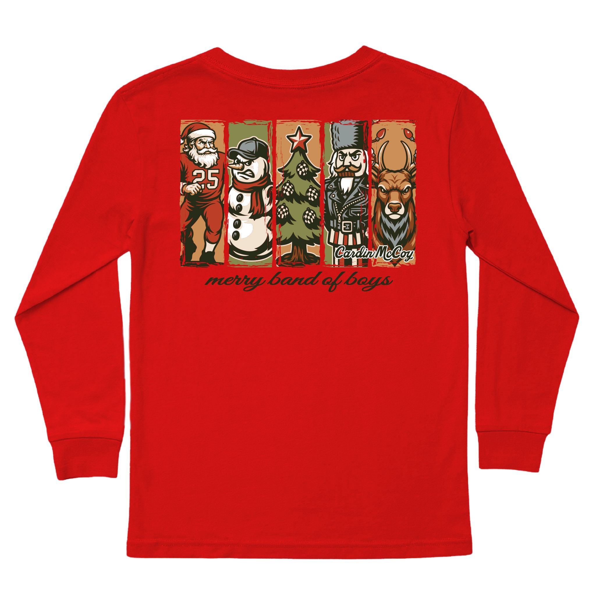 Boys' Merry Band Of Boys Long-Sleeve Tee Long Sleeve T-Shirt Cardin McCoy Red XXS (2/3) Pocket