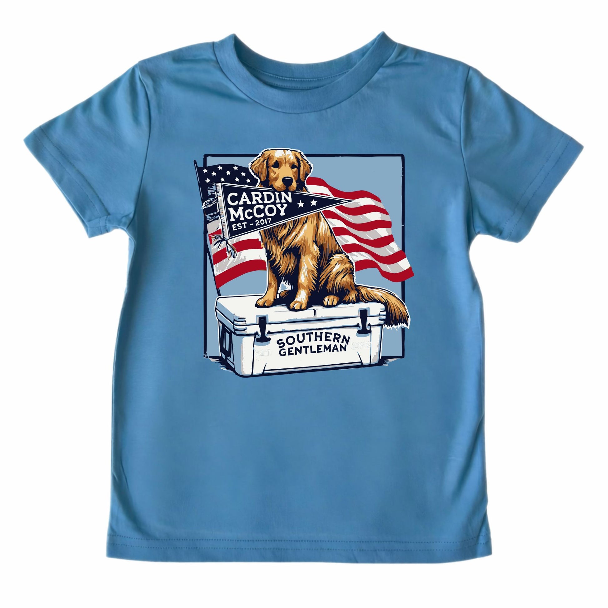 Boys' Patriotic Southern Gentleman Front Design Short-Sleeve Tee Short Sleeve T-Shirt Cardin McCoy Blue XXS (2/3) Front