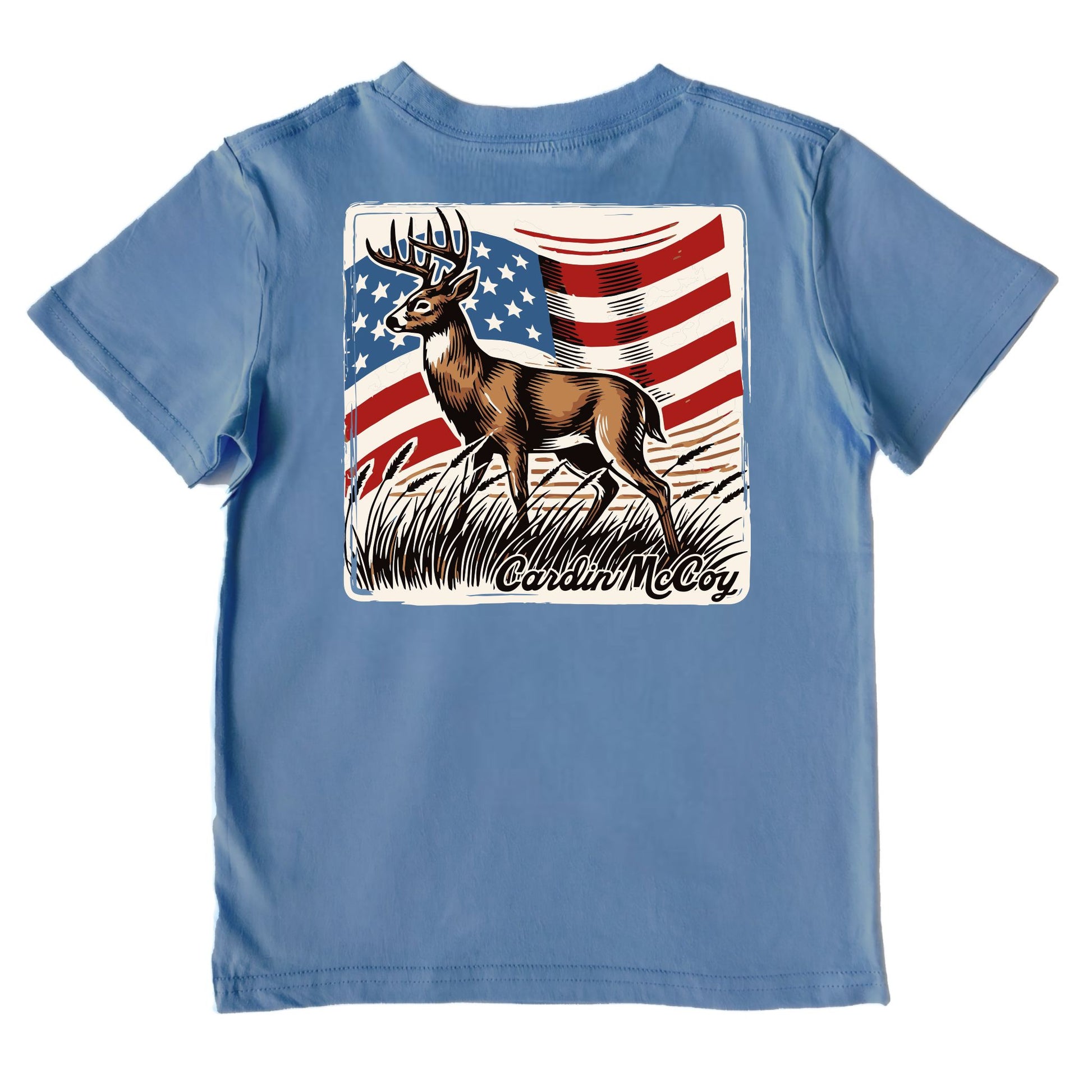 Boys' Vintage Deer Performance Short-Sleeve Tee Short Sleeve T-Shirt Cardin McCoy Captain Blue XXS (2/3) No Pocket