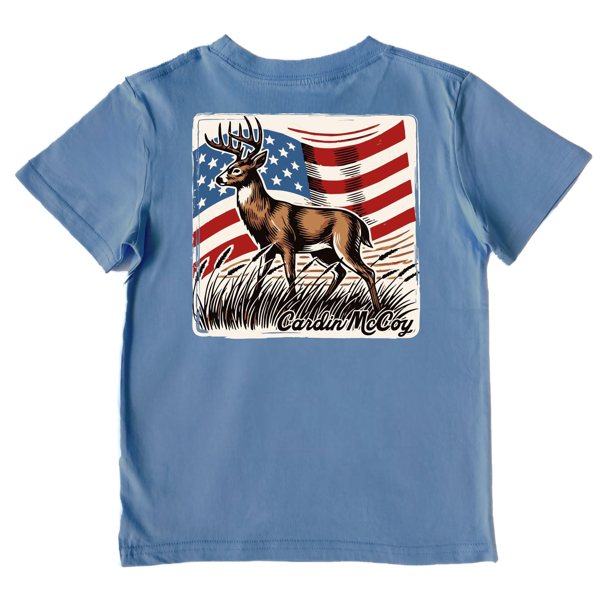 Boys' Vintage Deer Performance Short-Sleeve Tee Short Sleeve T-Shirt Cardin McCoy Captain Blue XXS (2/3) No Pocket