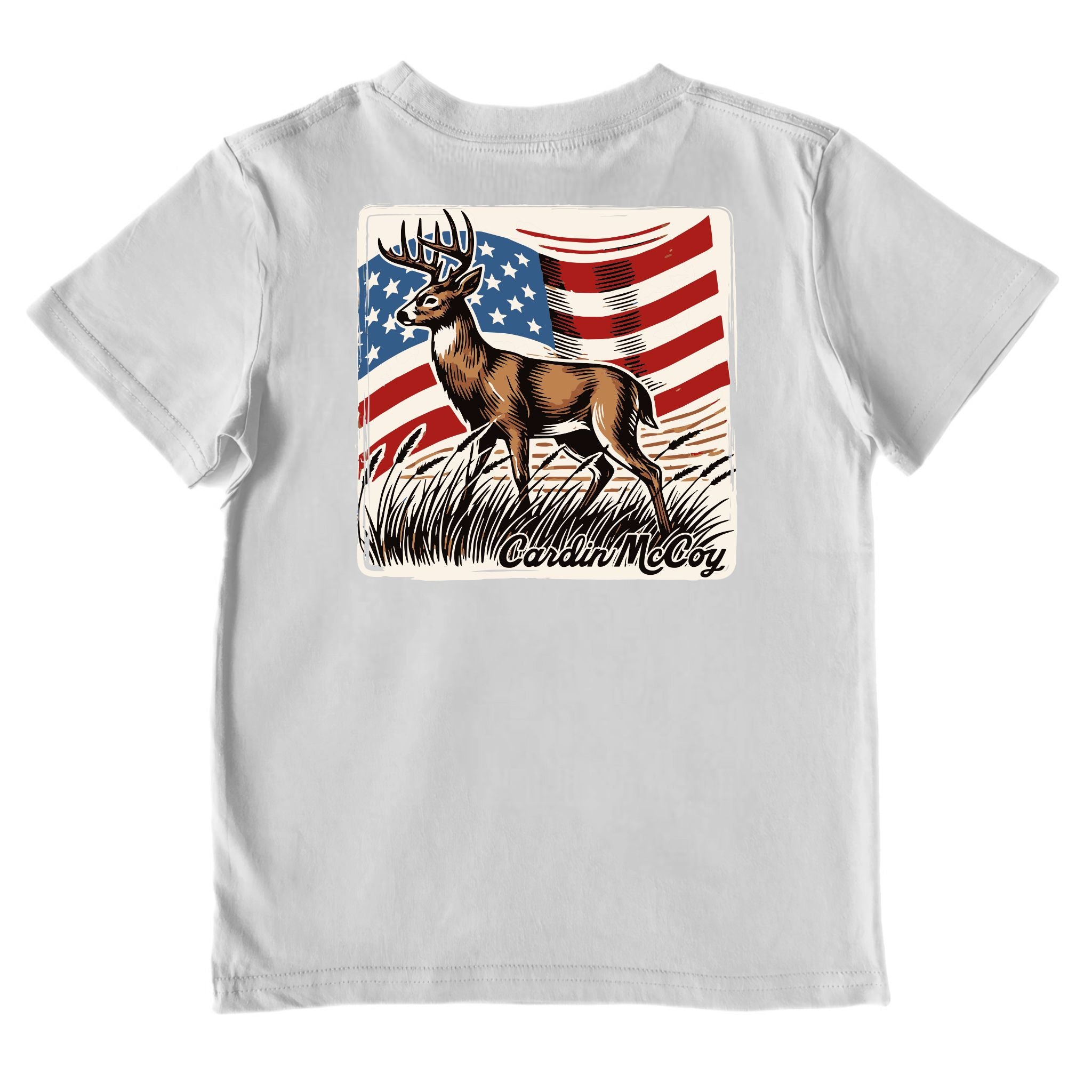 Boys' Vintage Deer Performance Short-Sleeve Tee Short Sleeve T-Shirt Cardin McCoy Gray Mist XXS (2/3) No Pocket