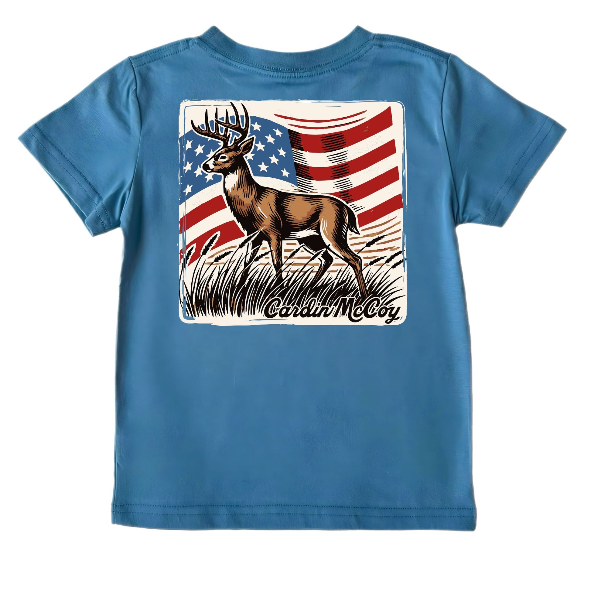 Boys' Vintage Deer Short-Sleeve Tee Short Sleeve T-Shirt Cardin McCoy Blue XXS (2/3) No Pocket