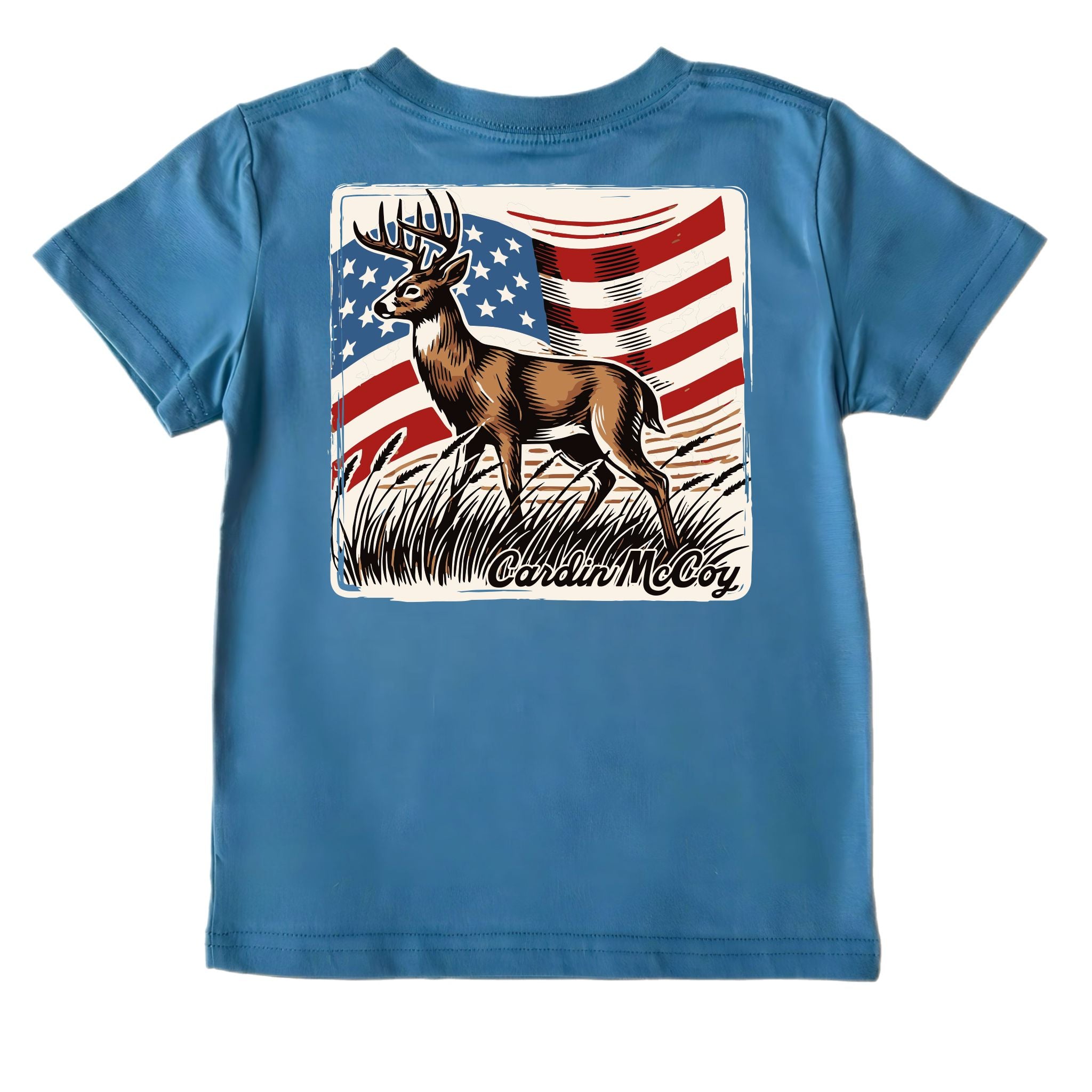 Boys' Vintage Deer Short-Sleeve Tee Short Sleeve T-Shirt Cardin McCoy Blue XXS (2/3) No Pocket