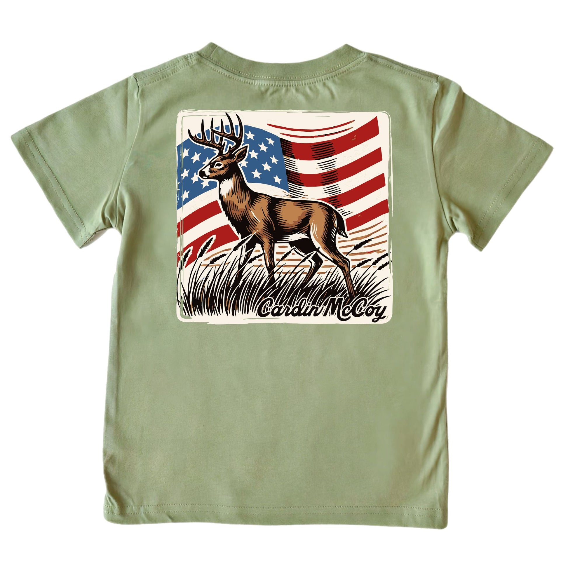 Boys' Vintage Deer Short-Sleeve Tee Short Sleeve T-Shirt Cardin McCoy Light Olive XXS (2/3) Pocket