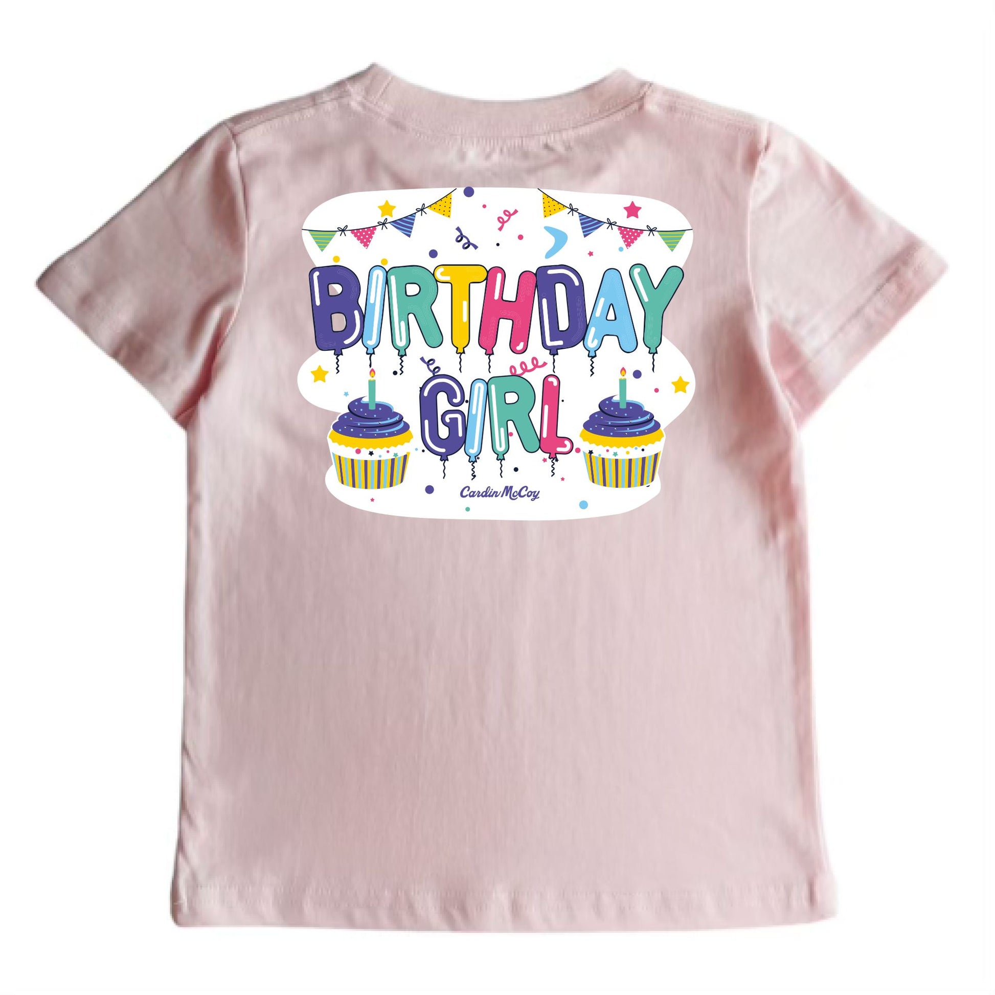 Girls' Birthday Girl Short-Sleeve Tee Short Sleeve T-Shirt Cardin McCoy Light Pink XXS (2/3) Pocket