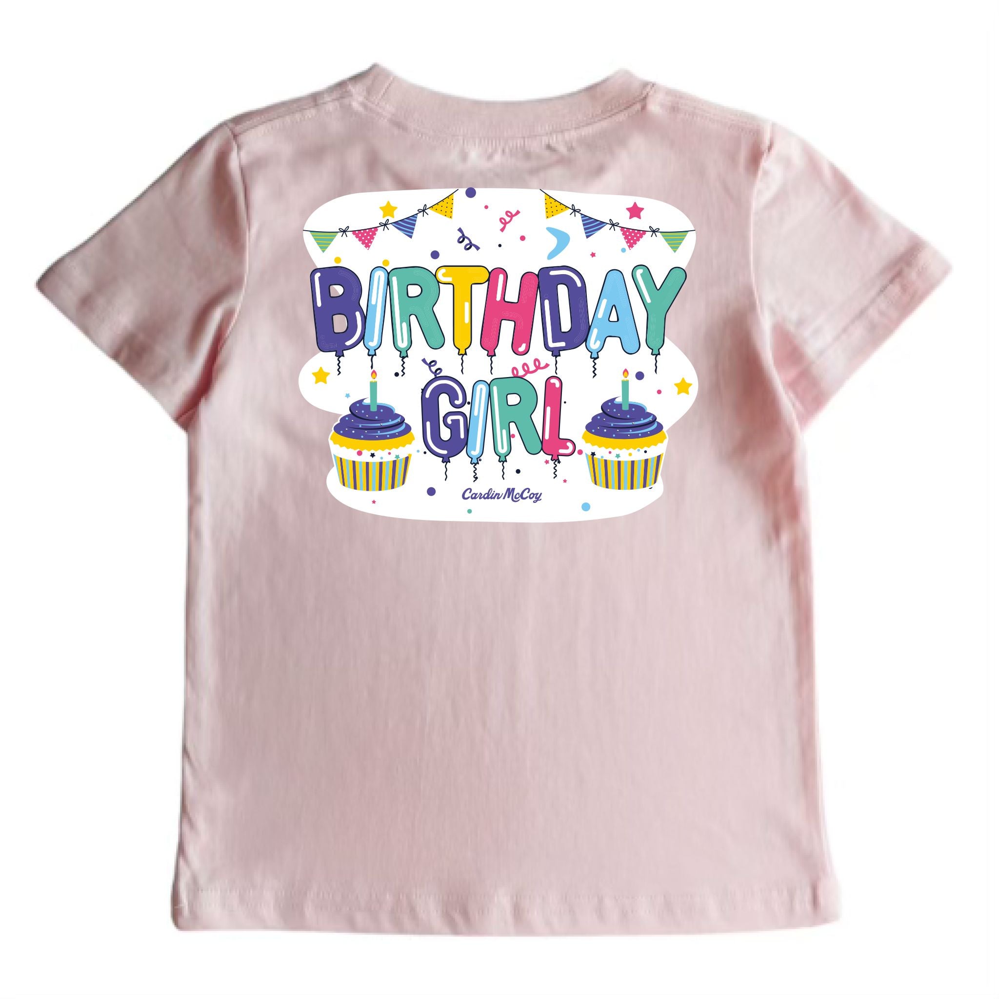 Girls' Birthday Girl Short-Sleeve Tee Short Sleeve T-Shirt Cardin McCoy Light Pink XXS (2/3) Pocket