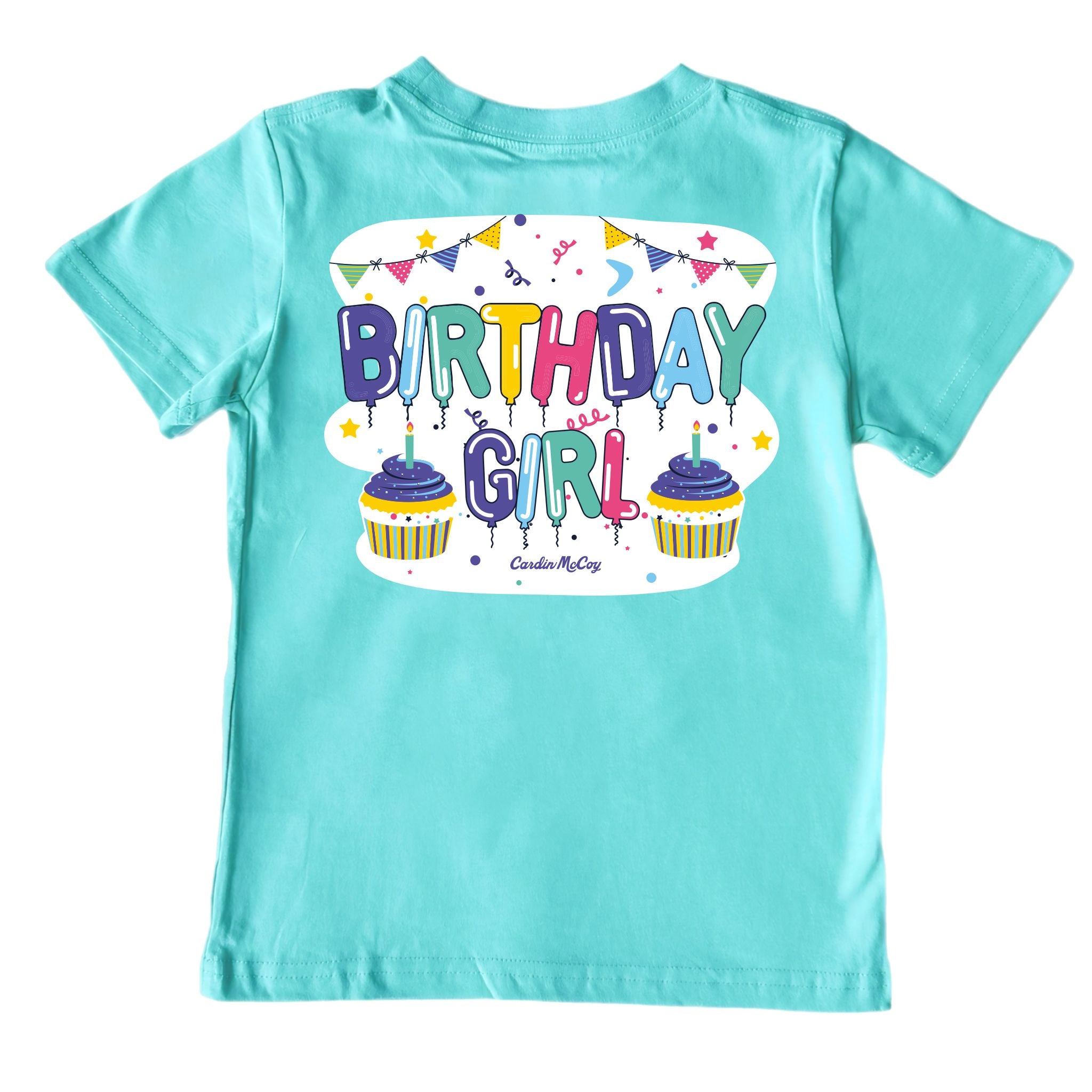 Girls' Birthday Girl Short-Sleeve Tee Short Sleeve T-Shirt Cardin McCoy Teal XXS (2/3) Pocket