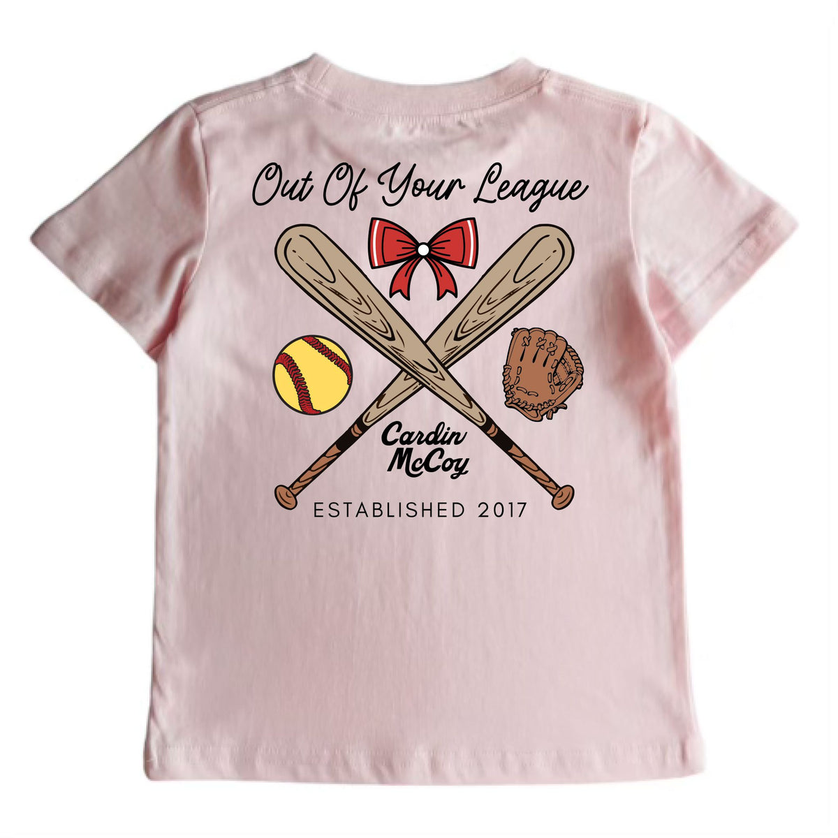 Girls' Out Of Your League Softball Short-Sleeve Tee Short Sleeve T-Shirt Cardin McCoy Light Pink XXS (2/3) Pocket