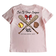 Girls' Out of Your League Softball Short-Sleeve Tee Short Sleeve T-Shirt Cardin McCoy Light Pink XXS (2/3) Pocket