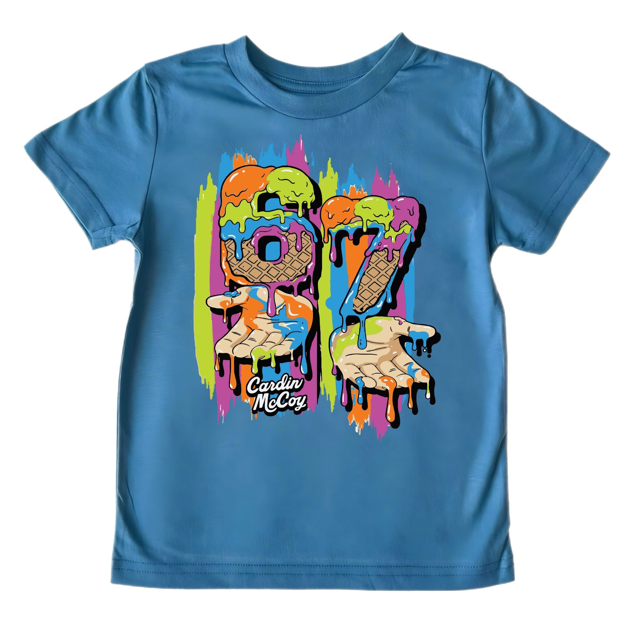 Kids' 6/7 Hands Front Design Short-Sleeve Tee Short Sleeve T-Shirt Cardin McCoy Blue XXS (2/3) Front Design