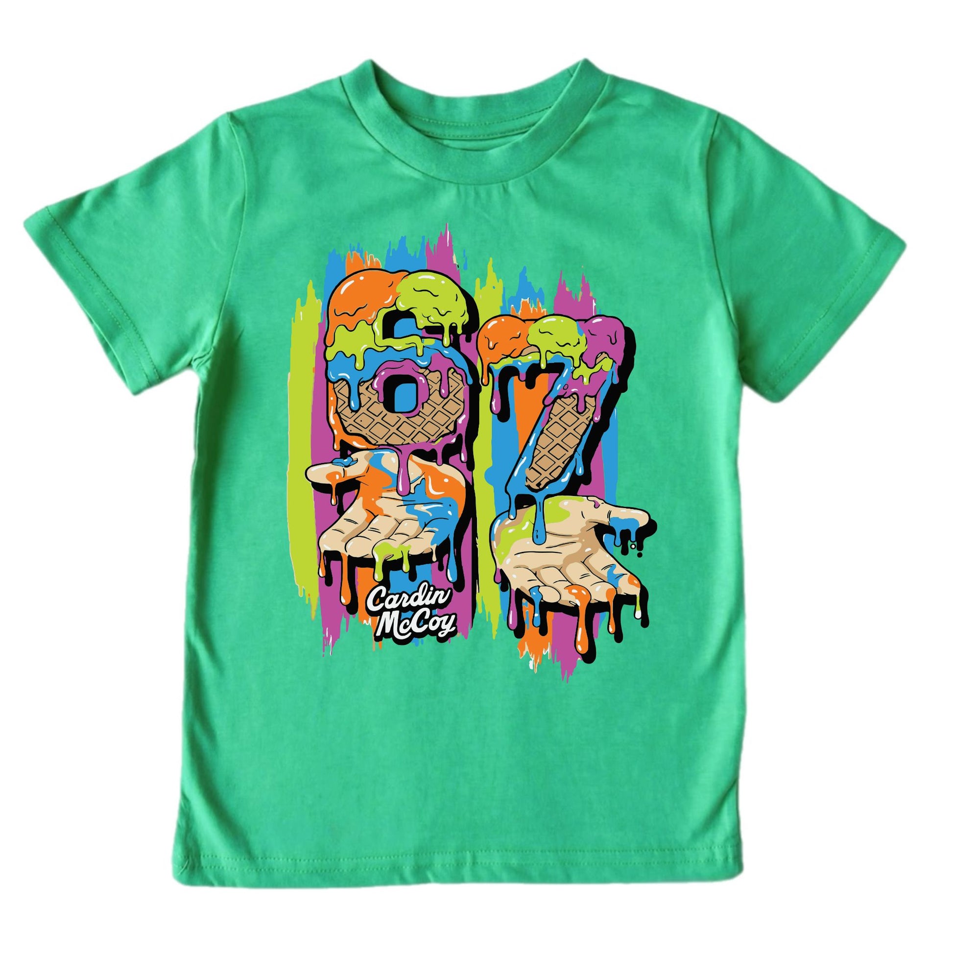 Kids' 6/7 Hands Front Design Short-Sleeve Tee Short Sleeve T-Shirt Cardin McCoy Green XXS (2/3) Front Design
