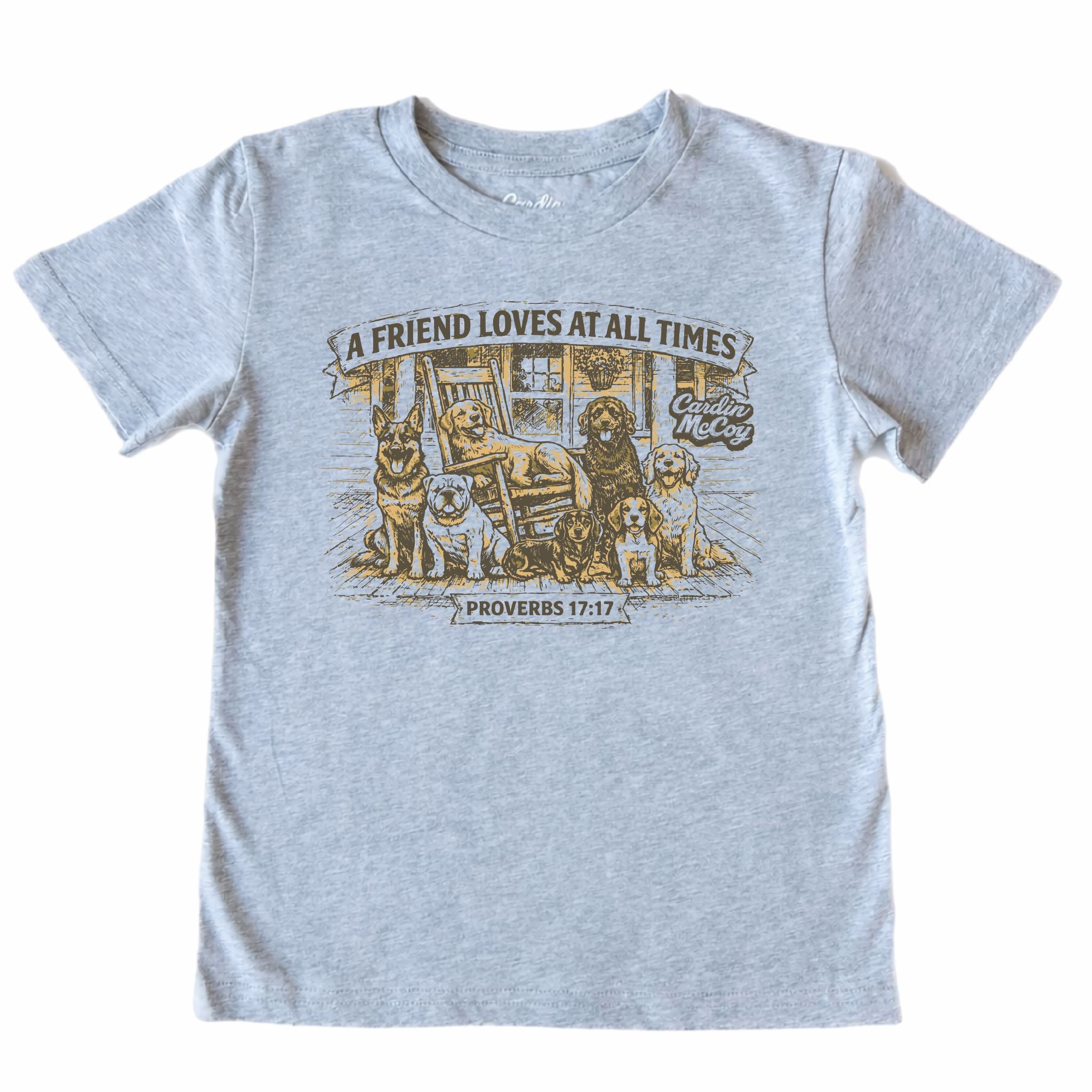 Kids' A Friend Loves Front Design Short-Sleeve Tee Short Sleeve T-Shirt Cardin McCoy Heather Gray XXS (2/3) Front