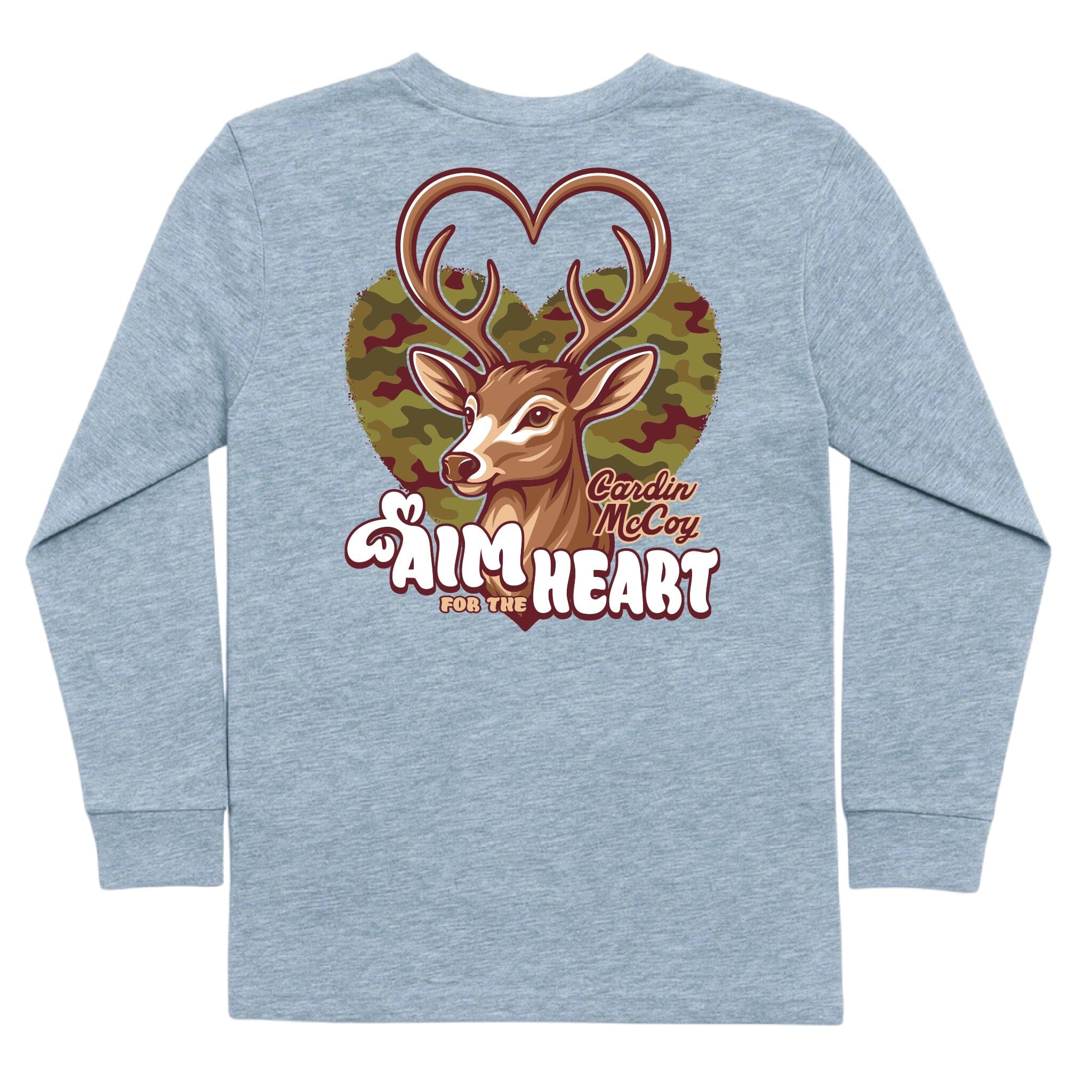 Kids' Aim For The Heart Long-Sleeve Tee Long Sleeve T-Shirt Cardin McCoy Heather Gray XXS (2/3) Pocket