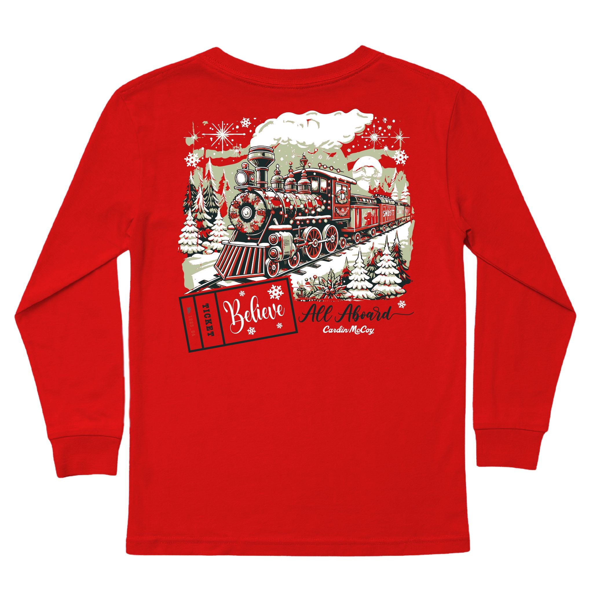 Kids' All Aboard Long-Sleeve Tee Long Sleeve T-Shirt Cardin McCoy Red XXS (2/3) Pocket