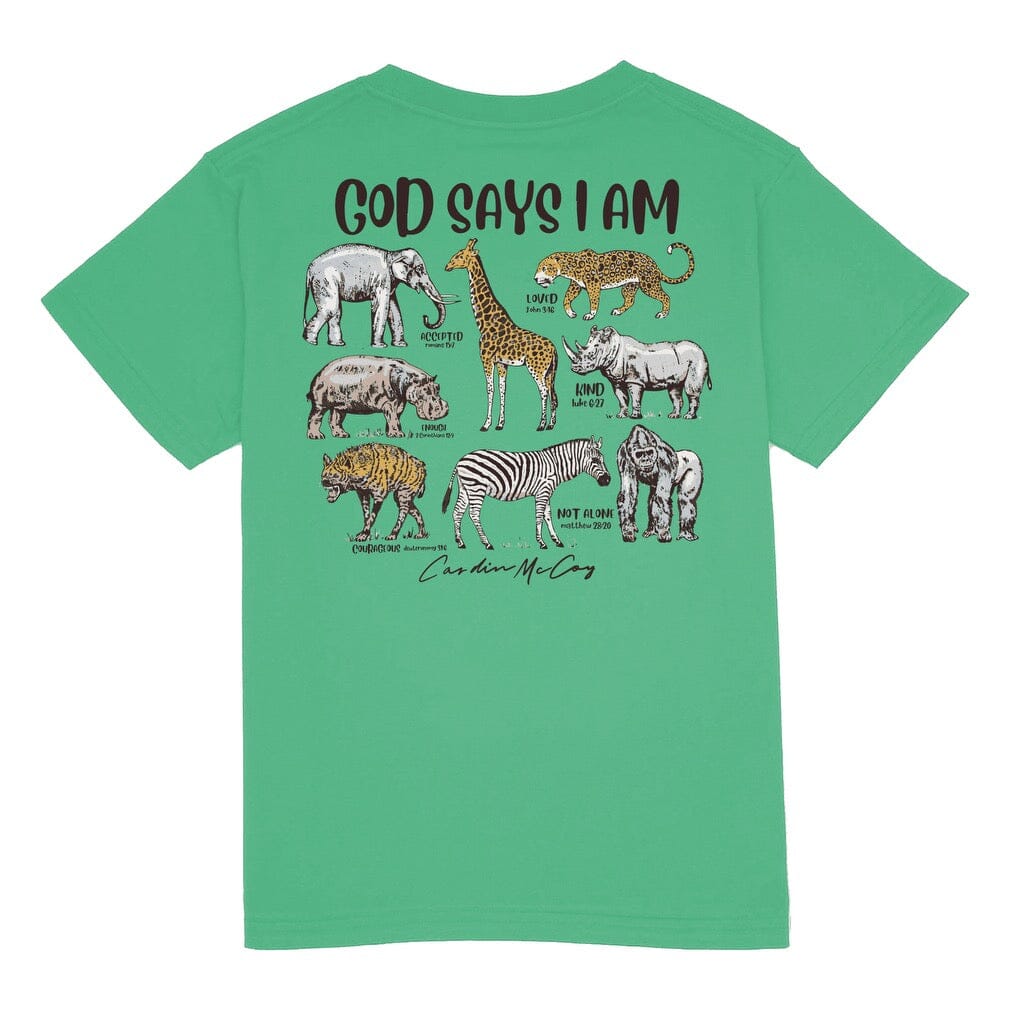 Kids' Animals God Says I Am Short Sleeve Pocket Tee Short Sleeve T-Shirt Cardin McCoy Green XXS (2/3) 