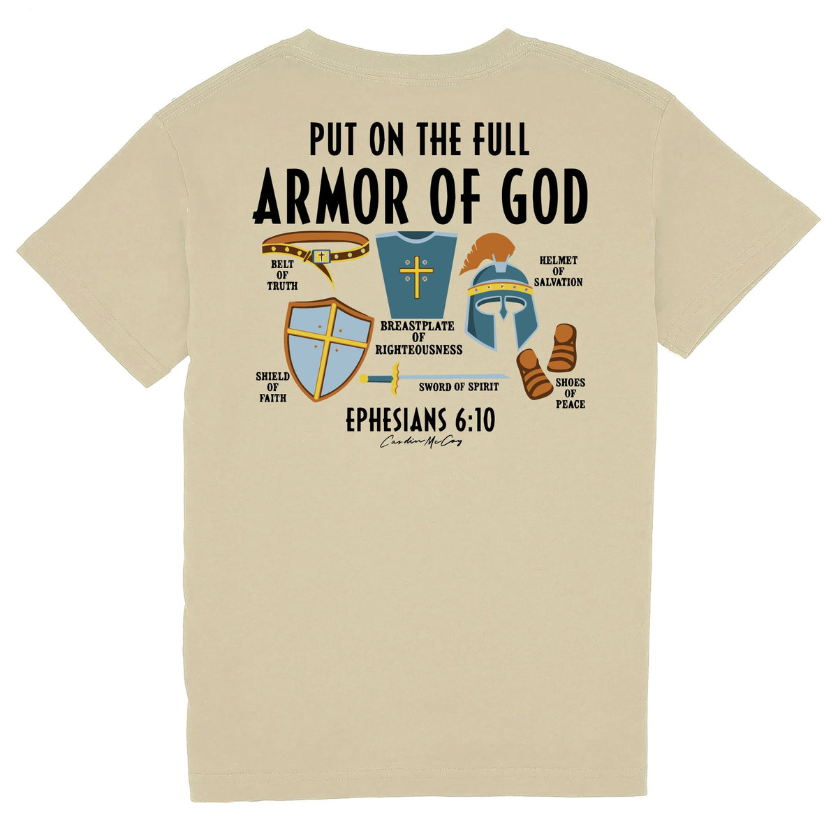 Kids' Armor of God Short Sleeve Pocket Tee Short Sleeve T-Shirt Cardin McCoy Tan XXS (2/3) 