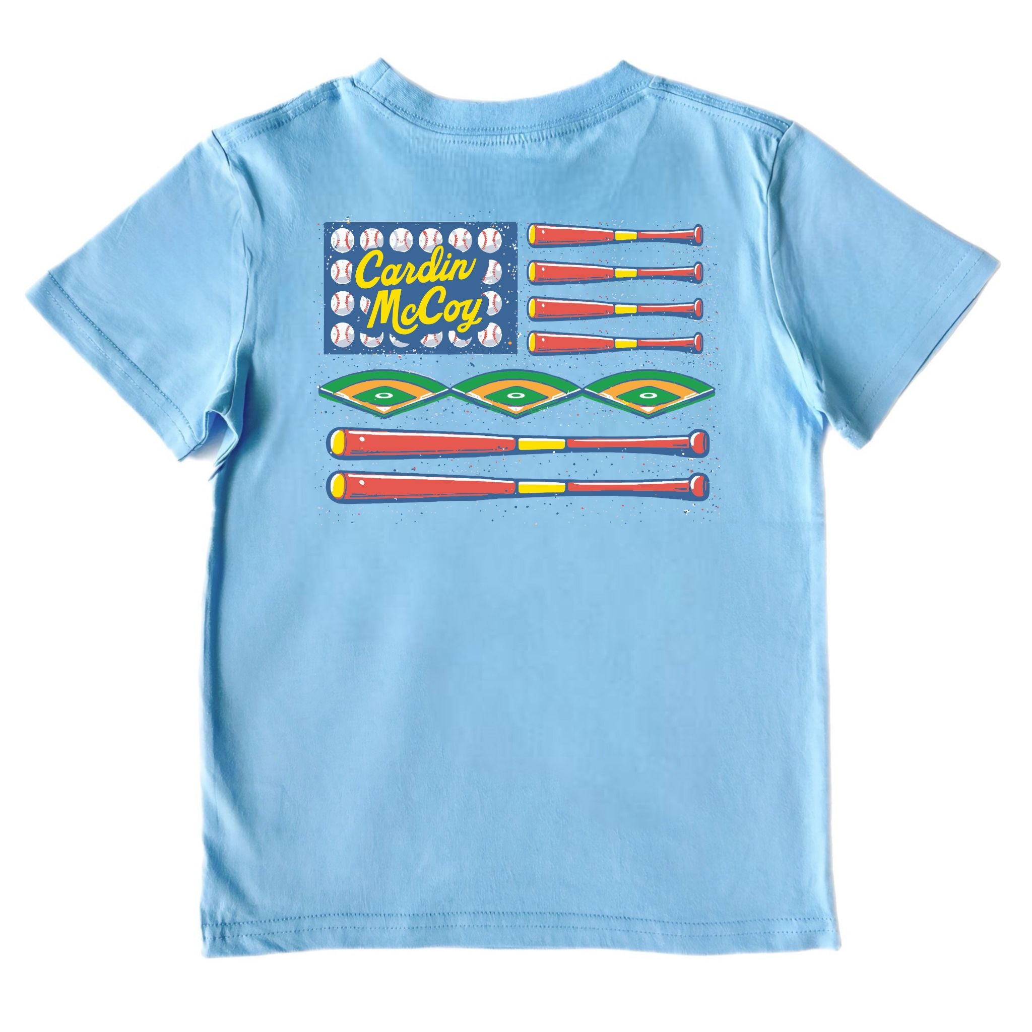 Kids' Baseball Flag Short-Sleeve Tee Short Sleeve T-Shirt Cardin McCoy Light Blue XXS (2/3) Pocket