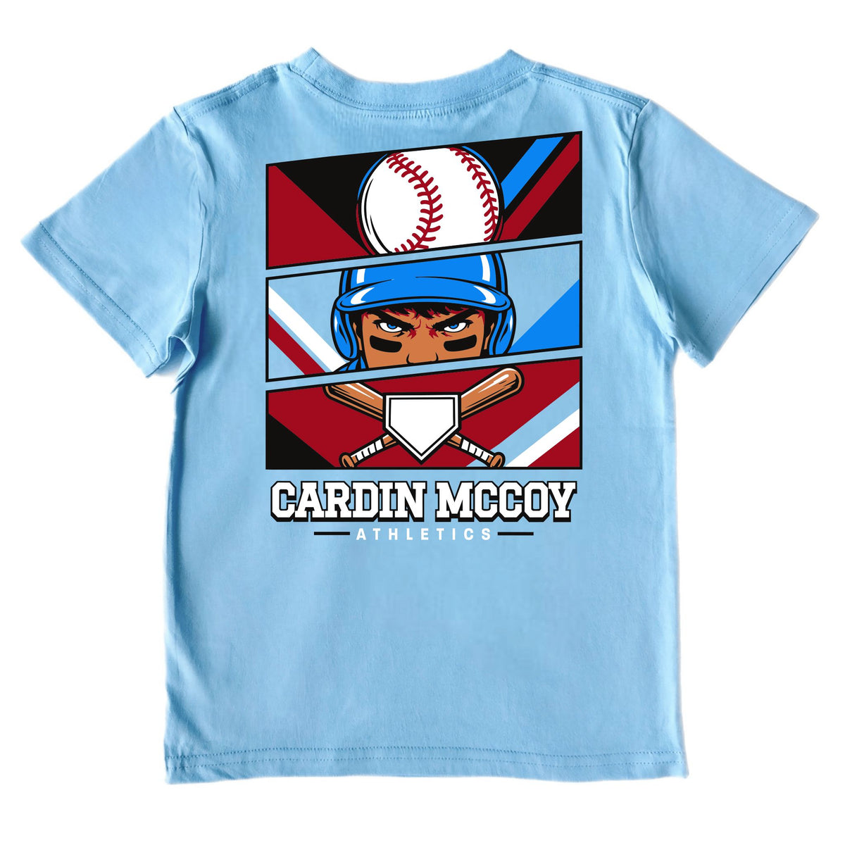 Kids' Baseball Grid Short-Sleeve Tee Short Sleeve T-Shirt Cardin McCoy Light Blue XXS (2/3) Pocket