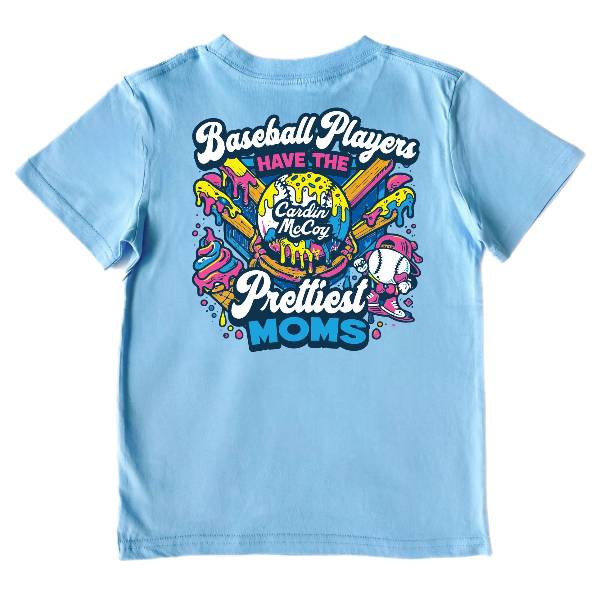 Kids' Baseball Moms Short-Sleeve Tee Short Sleeve T-Shirt Cardin McCoy Light Blue XXS (2/3) Pocket