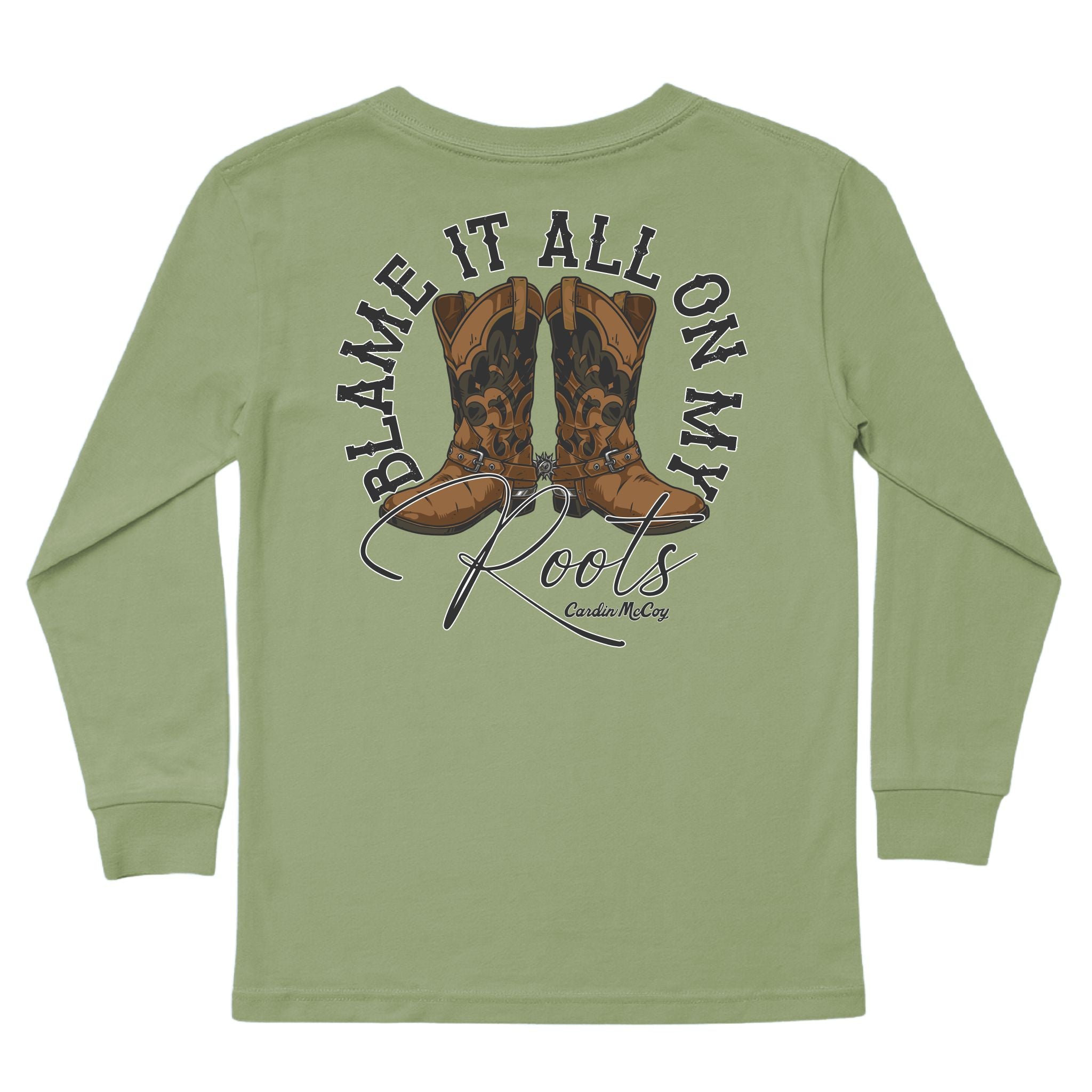 Kids' Blame It On My Roots Long-Sleeve Tee Long Sleeve T-Shirt Cardin McCoy Light Olive XXS (2/3) Pocket
