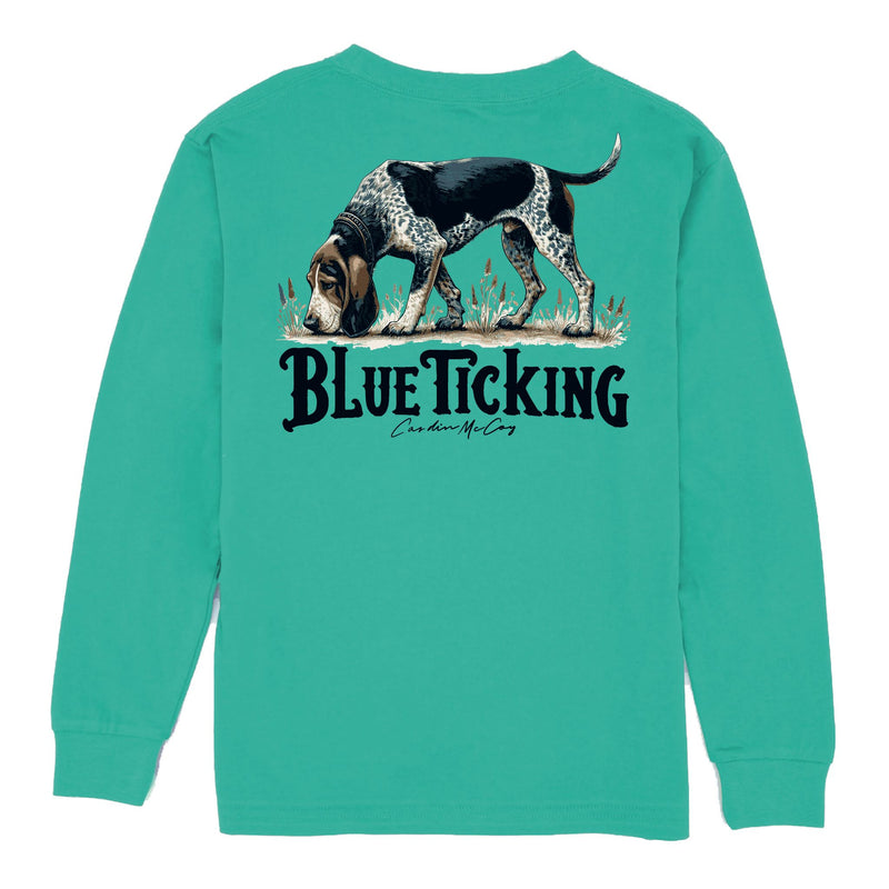 Kids' Blue Ticking Long Sleeve Pocket Tee Long Sleeve T-Shirt Cardin McCoy Teal XXS (2/3) 