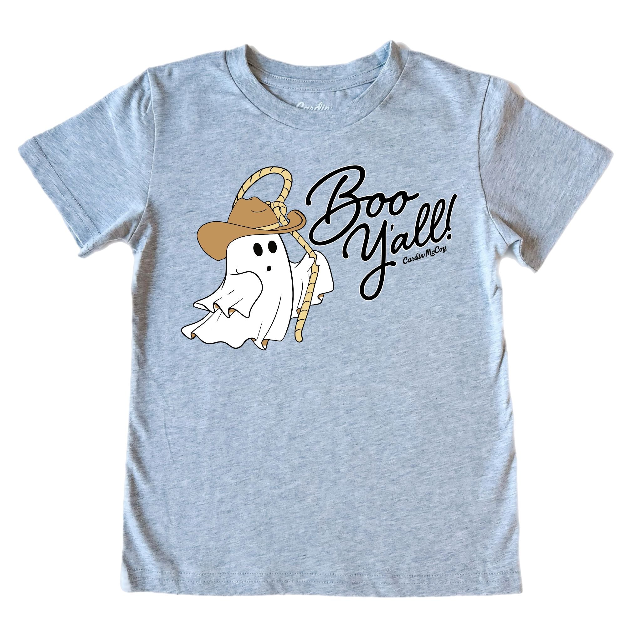 Kids' Boo Y'all Front Short-Sleeve Tee Short Sleeve T-Shirt Cardin McCoy Heather Gray XXS (2/3) Front