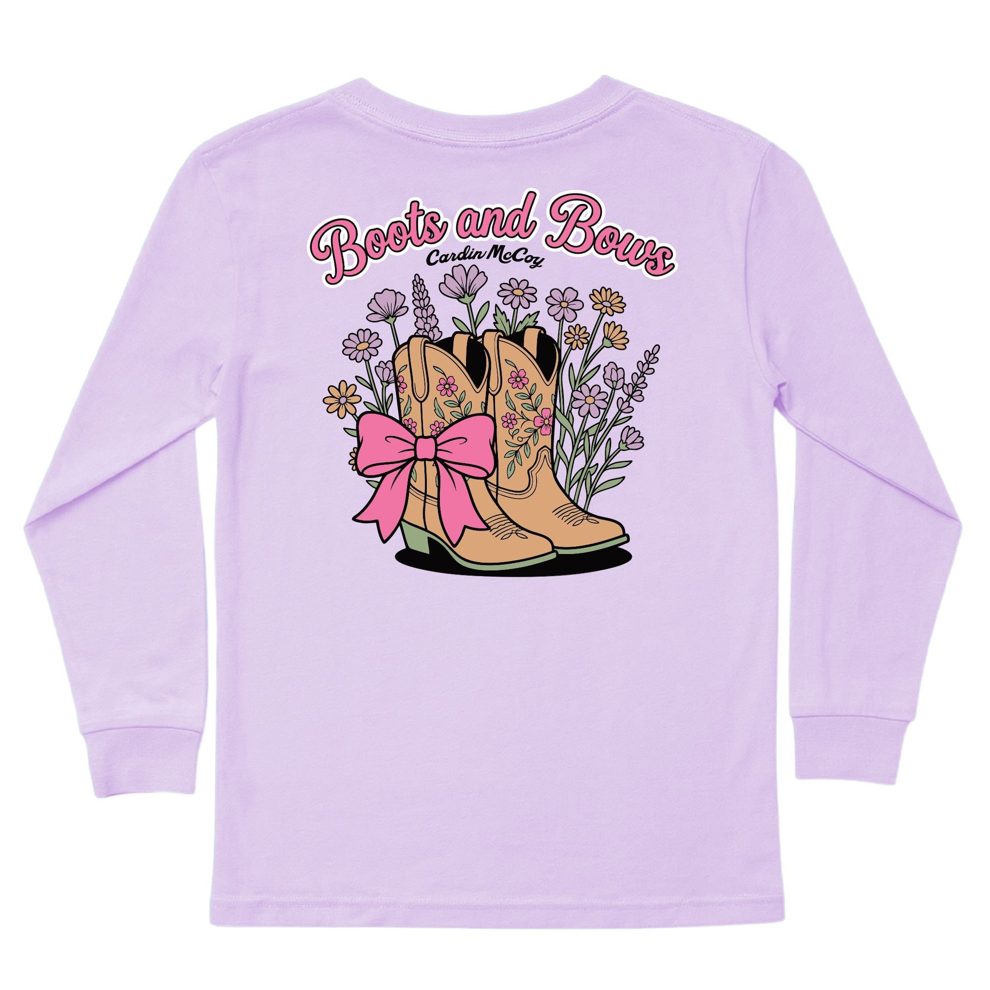 Kids' Boots & Bows Long-Sleeve Tee Long Sleeve T-Shirt Cardin McCoy Lavender XXS (2/3) Pocket