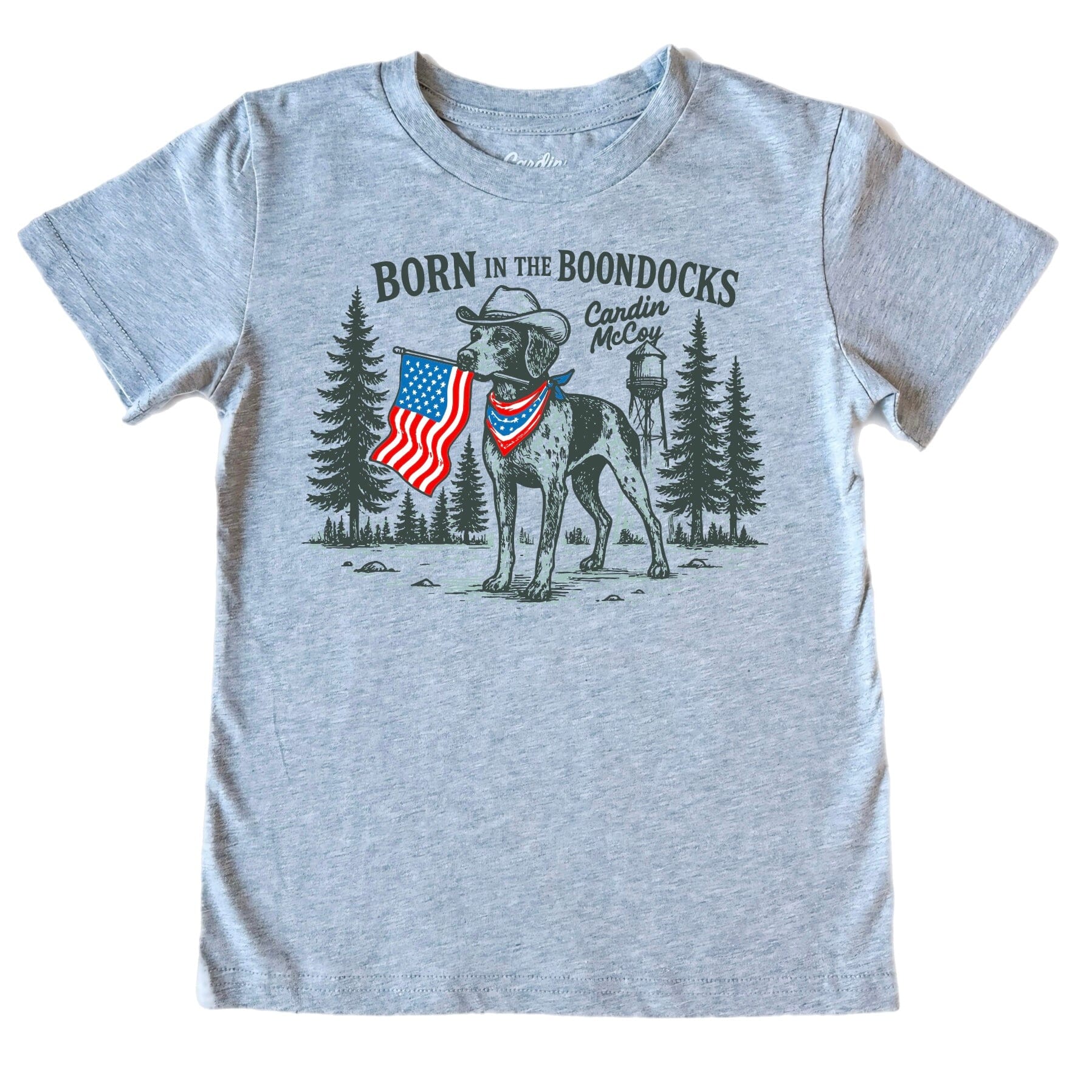 Kids' Born in the Boondocks Front Short-Sleeve Tee Short Sleeve T-Shirt Cardin McCoy Heather Gray XXS (2/3) No Pocket