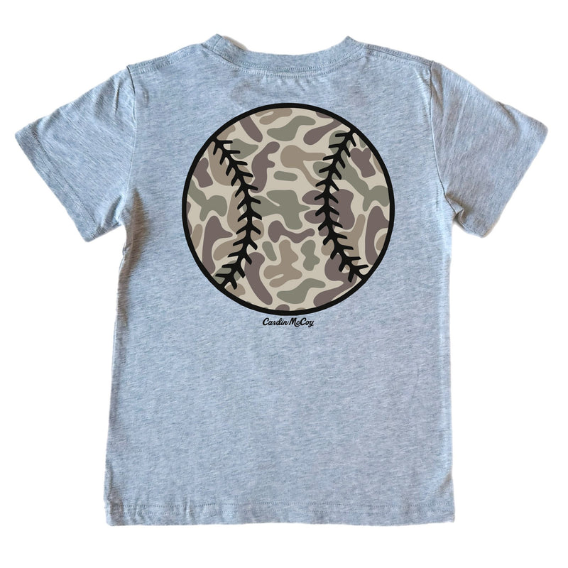Kids' Camo Baseball Short-Sleeve Tee Short Sleeve T-Shirt Cardin McCoy Heather Gray XXS (2/3) Pocket