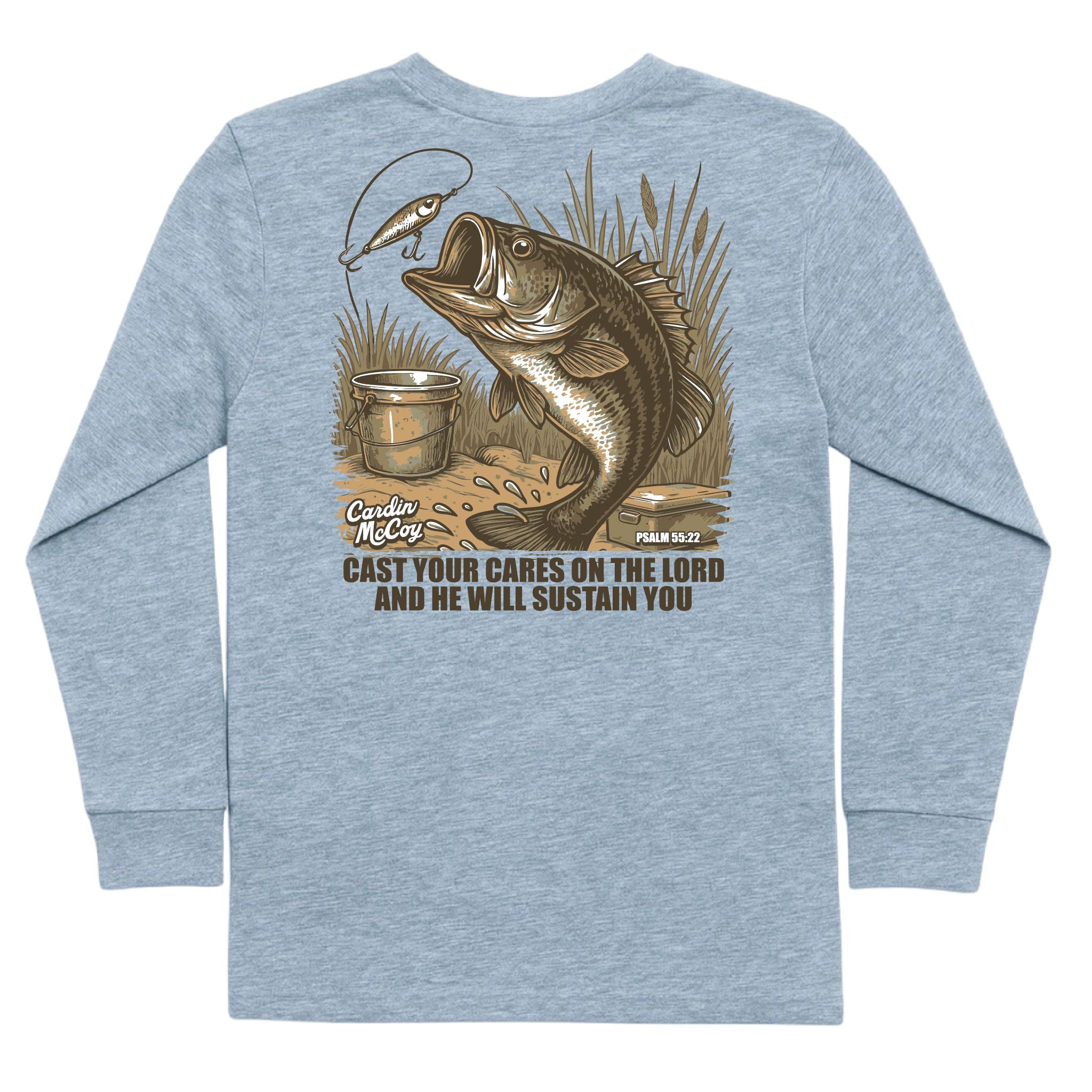 Kids' Cast Your Cares Long-Sleeve Tee Long Sleeve T-Shirt Cardin McCoy Heather Gray XXS (2/3) Pocket