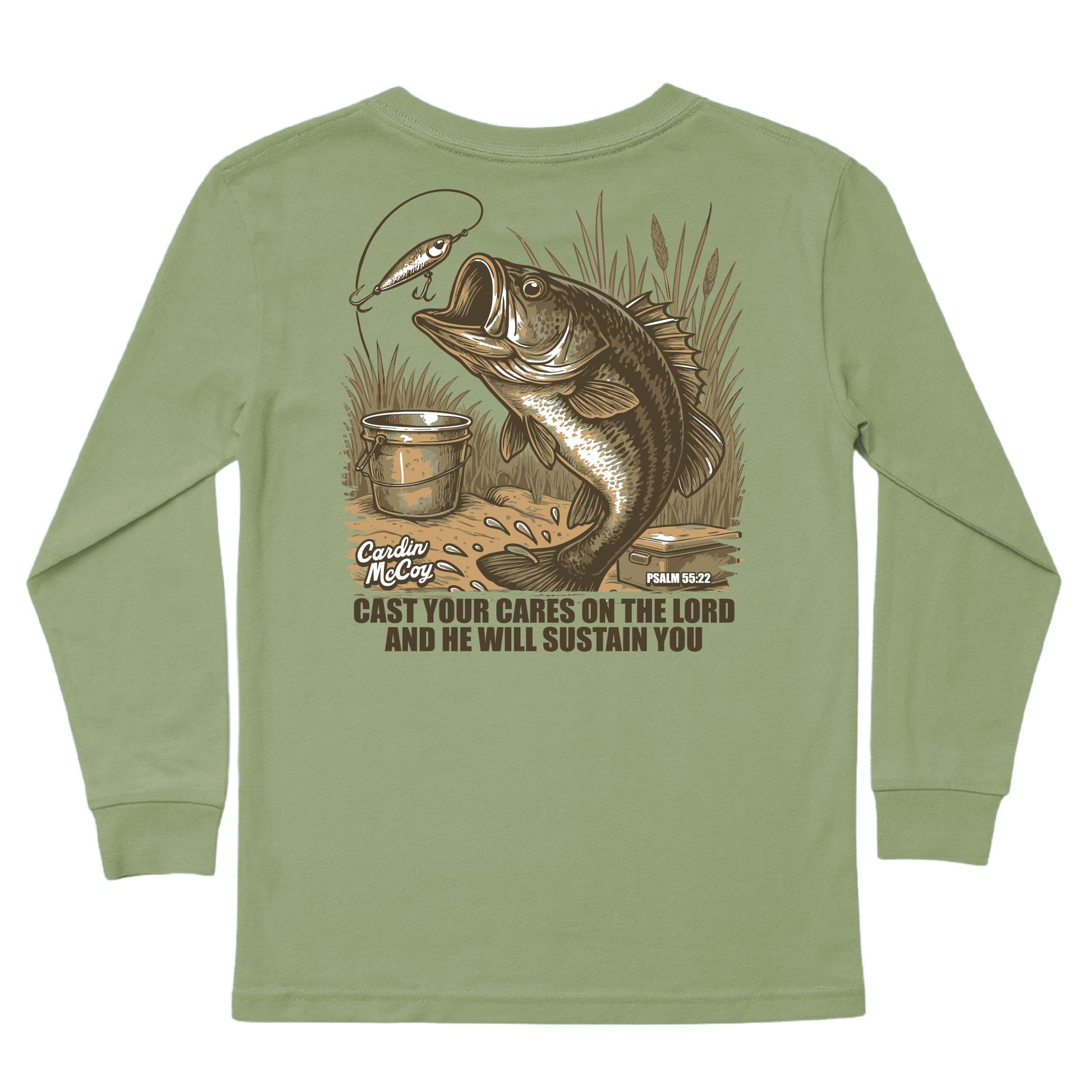 Kids' Cast Your Cares Long-Sleeve Tee Long Sleeve T-Shirt Cardin McCoy Light Olive XXS (2/3) Pocket