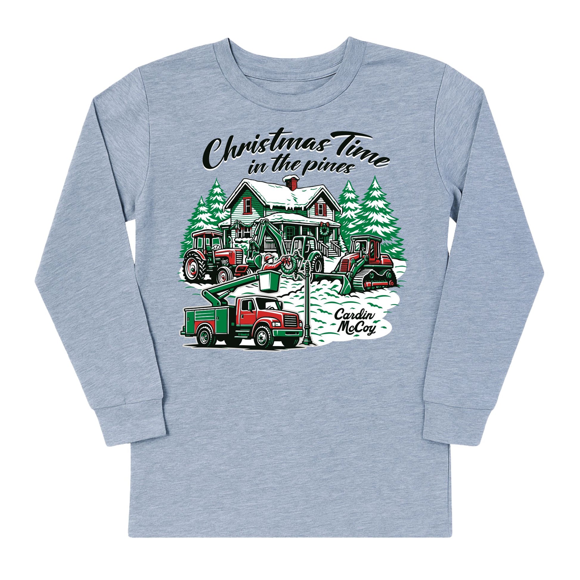 Kids' Christmas Time Front Long-Sleeve Tee Long Sleeve T-Shirt Cardin McCoy Heather Gray XXS (2/3) No Pocket