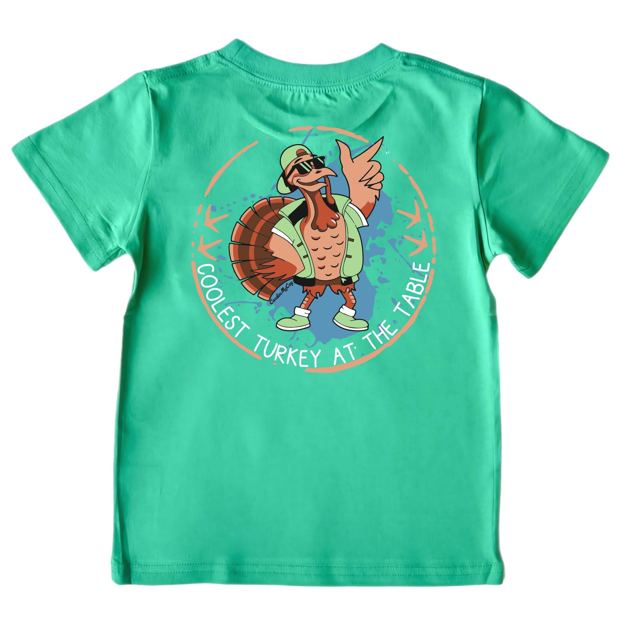 Kids' Coolest Turkey Short-Sleeve Tee Short Sleeve T-Shirt Cardin McCoy Green XXS (2/3) No Pocket
