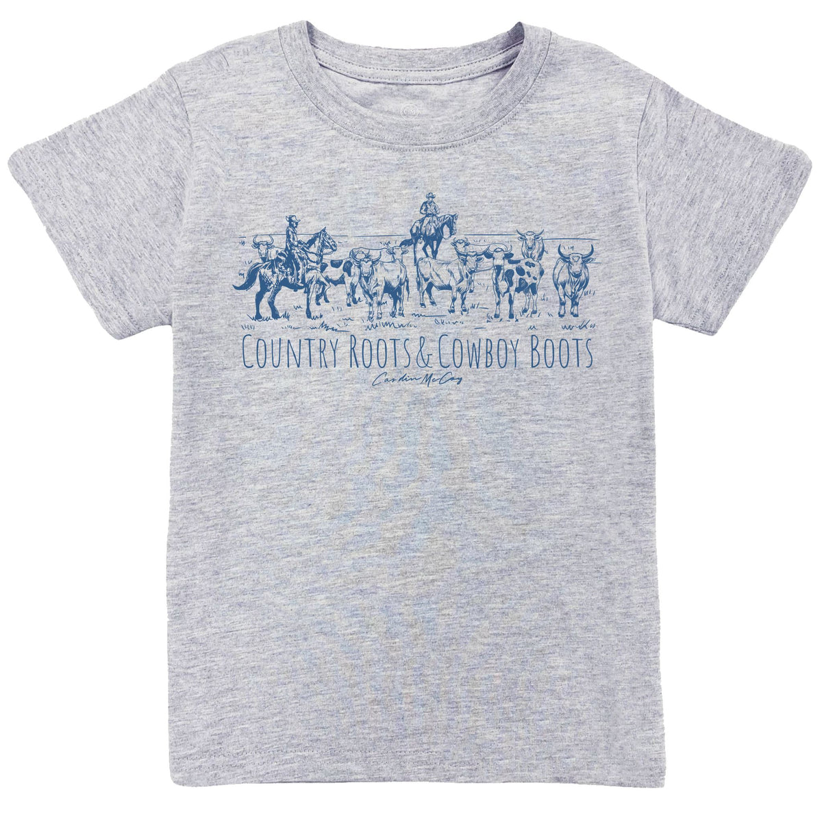 Kids' Country Roots & Cowboy Boots Front Short Sleeve Tee Short Sleeve T-Shirt Cardin McCoy Heather Gray XXS (2/3) 