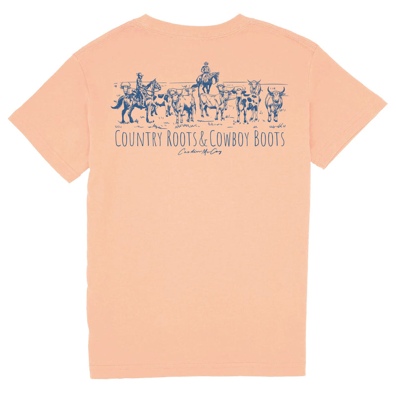 Kids' Country Roots & Cowboy Boots Short Sleeve Tee Short Sleeve T-Shirt Cardin McCoy Peach XXS (2/3) 